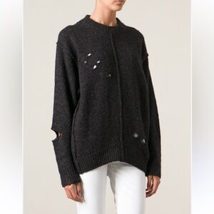 Isabel Marant Etoile Distressed Gray Sweater 38 Fits MEDIUM